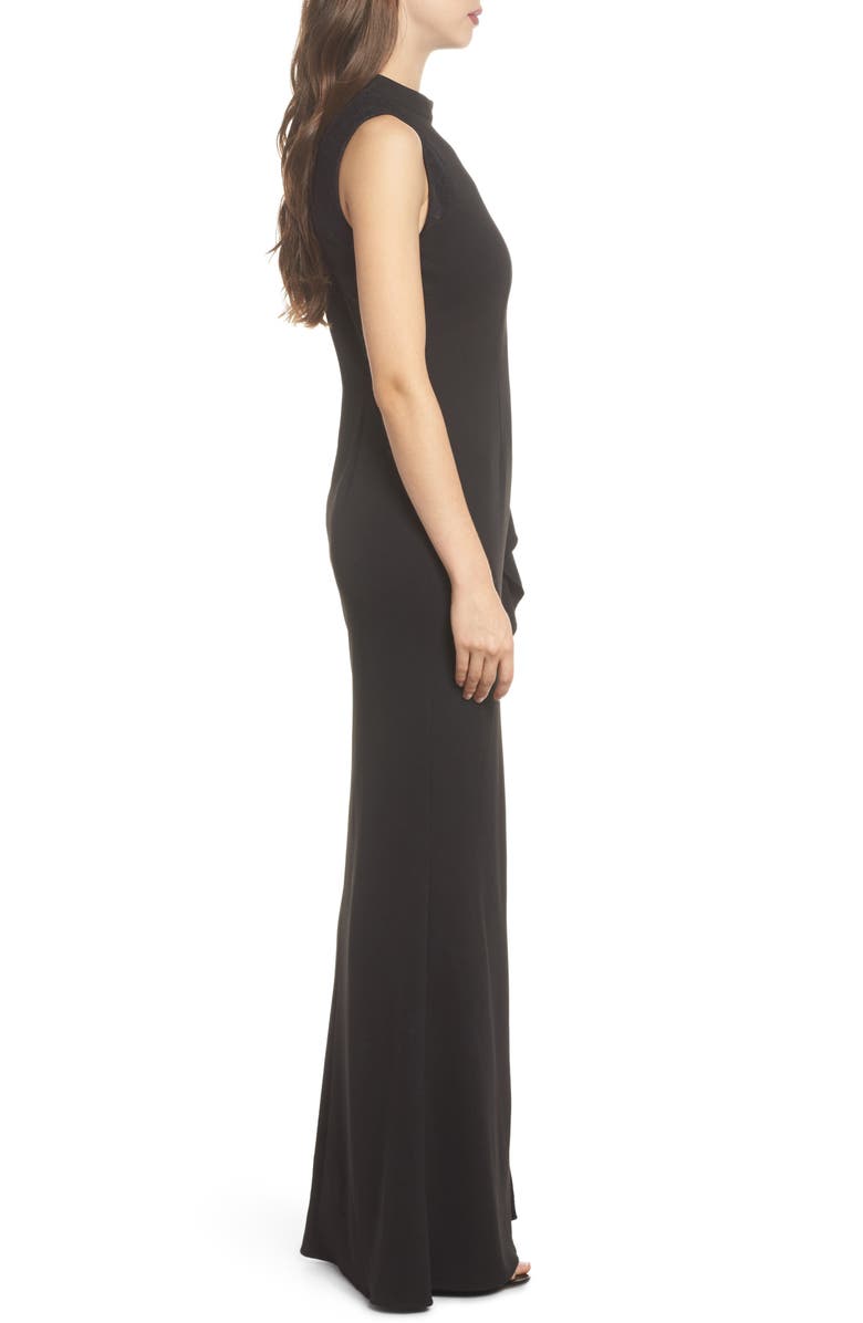 Adrianna Papell Ruffle Side Crepe Mermaid Gown, Alternate, color,