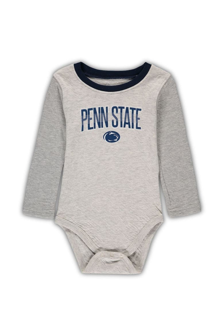 Infant Wes & Willy Heathered Gray/Navy Penn State Nittany Lions Jie Jie Long Sleeve Bodysuit & Pants Set, Alternate, color, Heather Gray