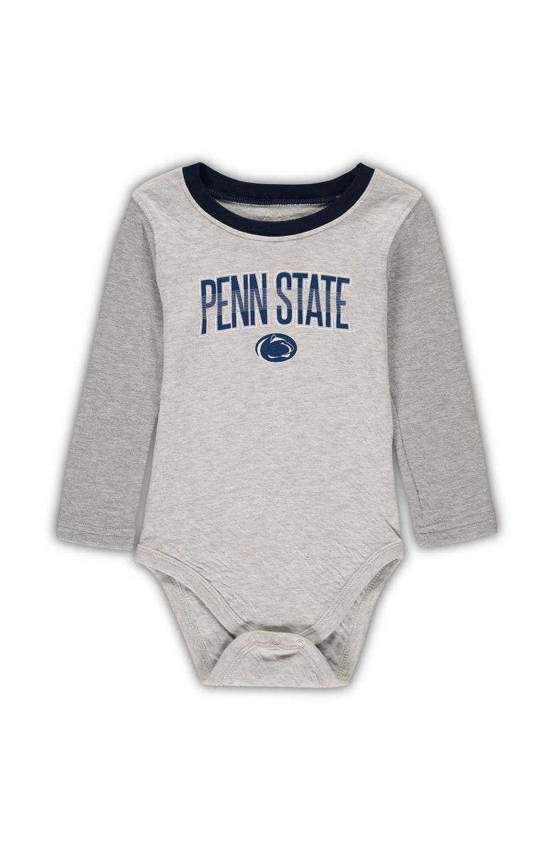 Wes & Willy Infant Wes & Willy Heathered Gray/Navy Penn State Nittany Lions Jie Jie Long Sleeve Bodysuit & Pants Set, Alternate, color, Heather Gray