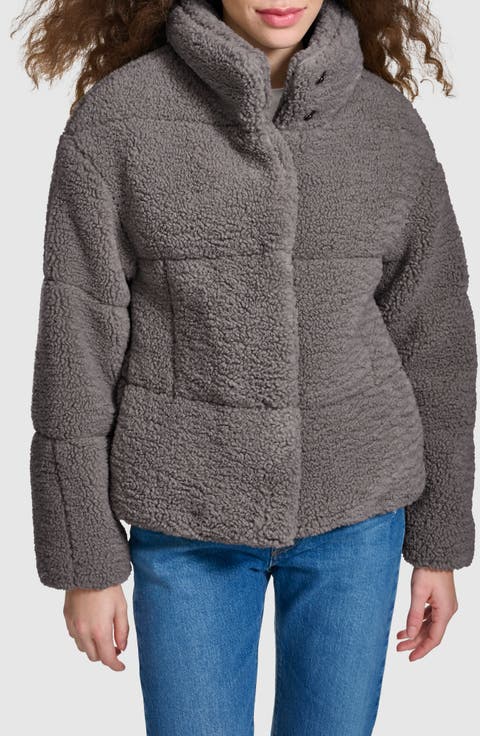 Quilted Faux Fur Short Teddy Jacket