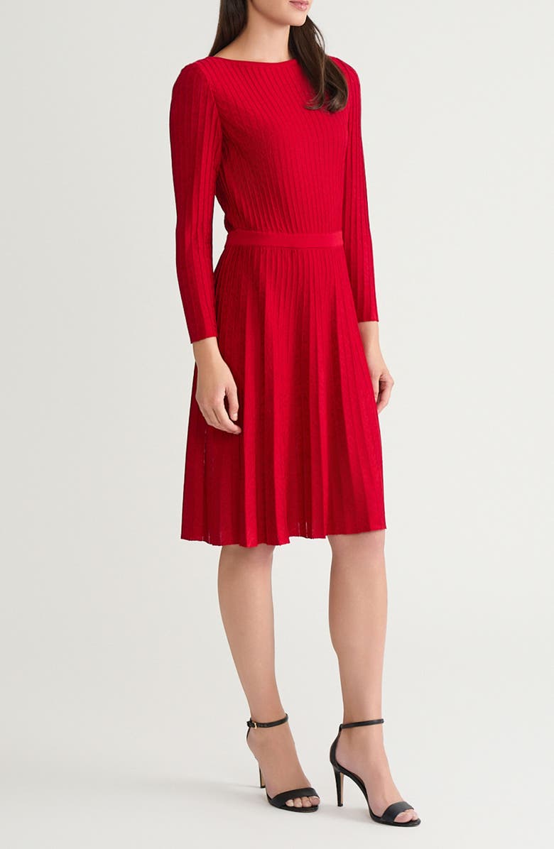 Ming Wang x Tanya Foster Long Sleeve Fit & Flare Stretch Knit Dress, Alternate, color, Holiday