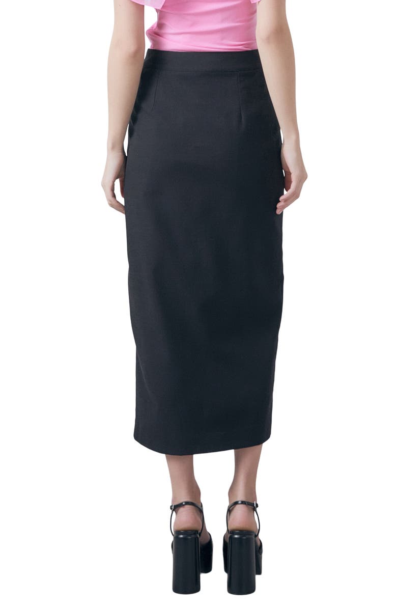 Endless Rose Front Slit Linen Blend Midi Skirt, Alternate, color, 