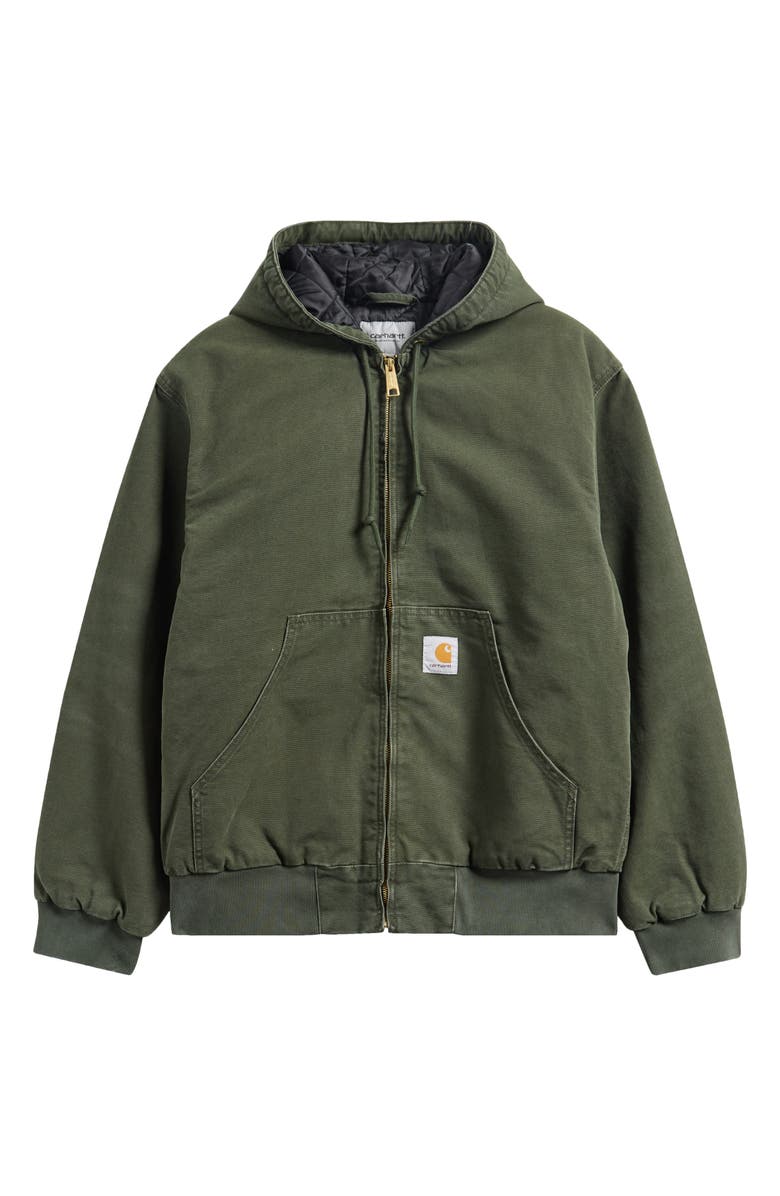 Carhartt Work In Progress OG Active Insulated Hooded Organic Cotton Canvas Jacket, Alternate, color, Olive