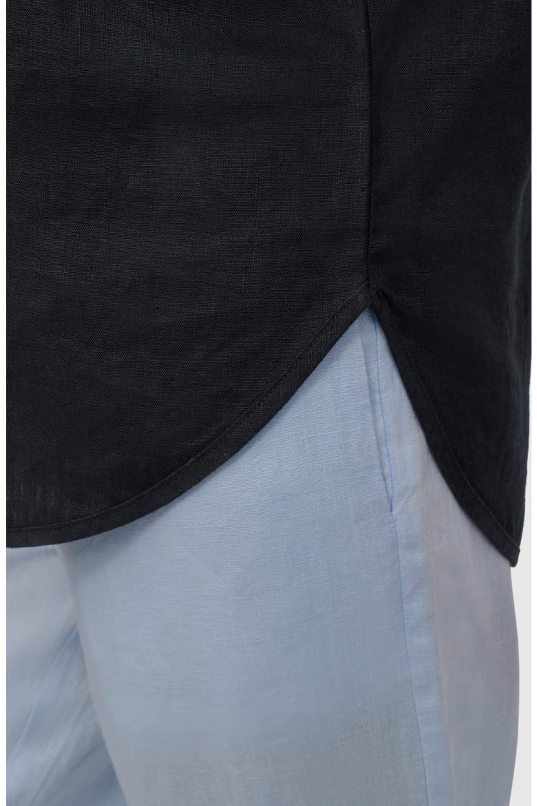 V-Neck Linen Top, Alternate, color, BLACK