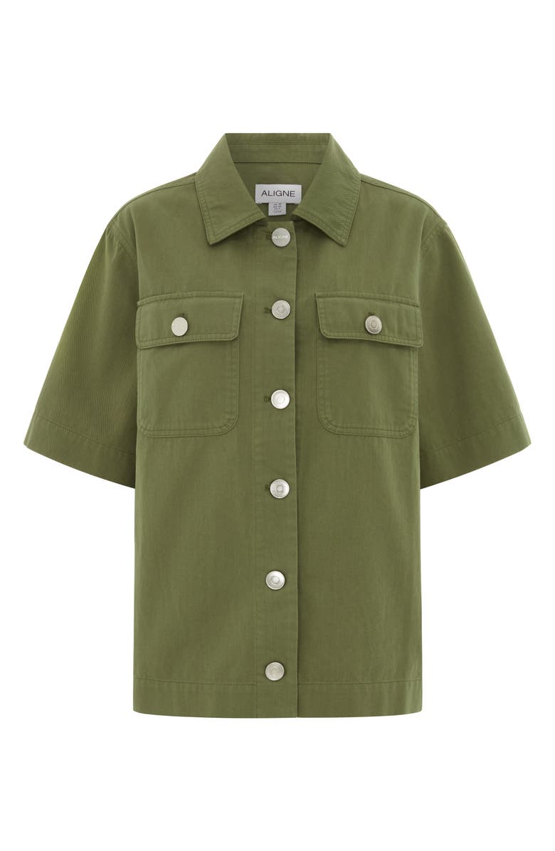 ALIGNE Laurel Organic Cotton Twill Button-Up Shirt, Alternate, color, Khaki