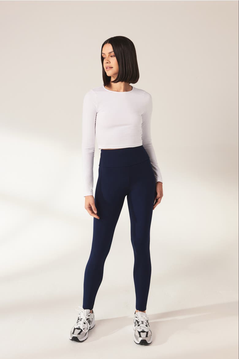 Petite Lightweight High Waisted Leggings, Alternate, color, Navy