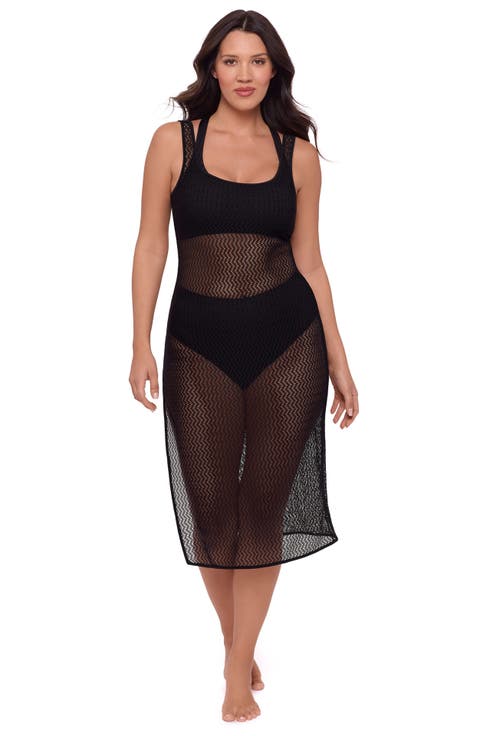 Front Slit Crochet Coverup Dress