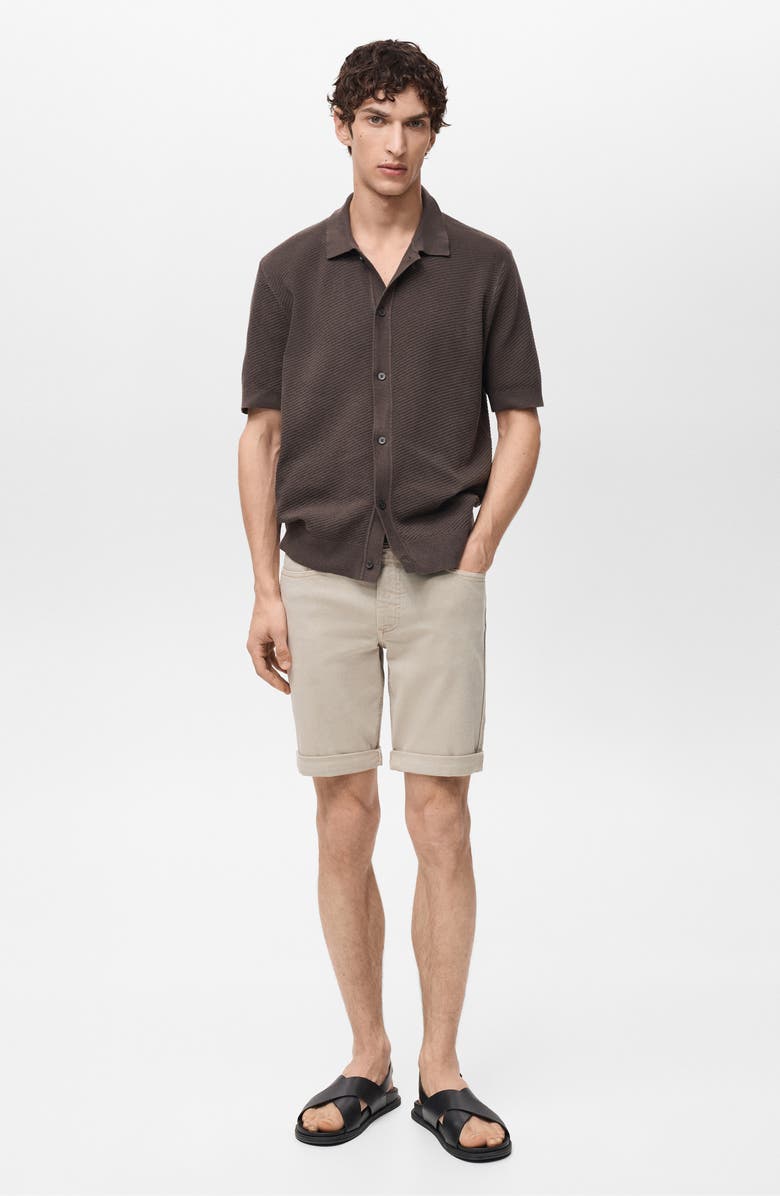 MANGO Slim Fit Stretch Cotton Bermuda Chino Shorts, Alternate, color, Sand