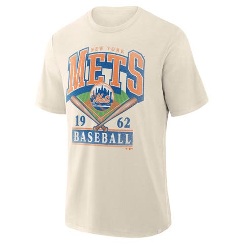 Men's Profile  Cream New York Mets Big & Tall Screen Print T-Shirt