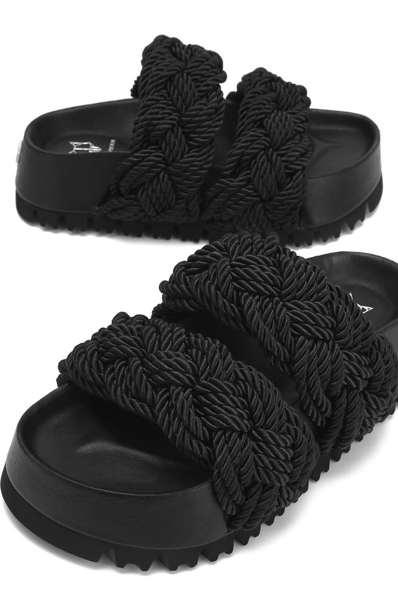 Naked Wolfe Venice Black Rope Braided Platform Slide Sandal, Alternate, color,