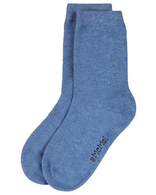Memoi Kids' Basic Cotton Blend Crew Socks In Blue
