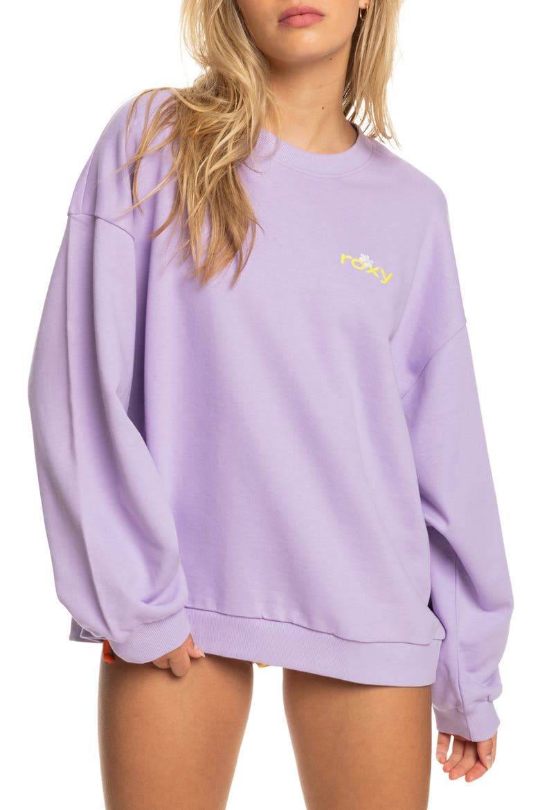 x Kate Bosworth Crewneck Organic Cotton Sweatshirt, Main, color, PURPLE ROSE