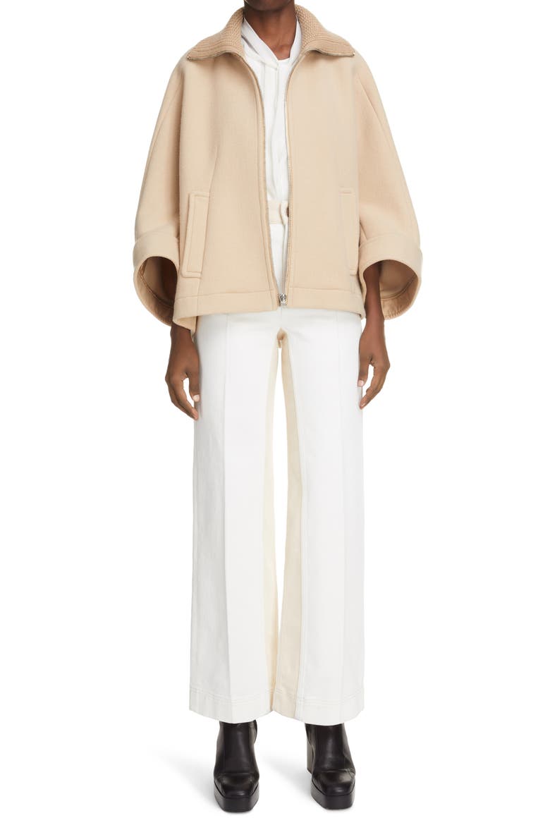 High Knit Collar Boxy Jacket, Alternate, color, NOMAD BEIGE