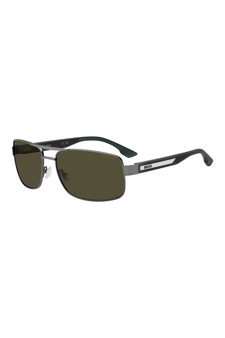 62mm Navigator Sunglasses, Alternate, color, DARK RUTHENIUM/ GREEN