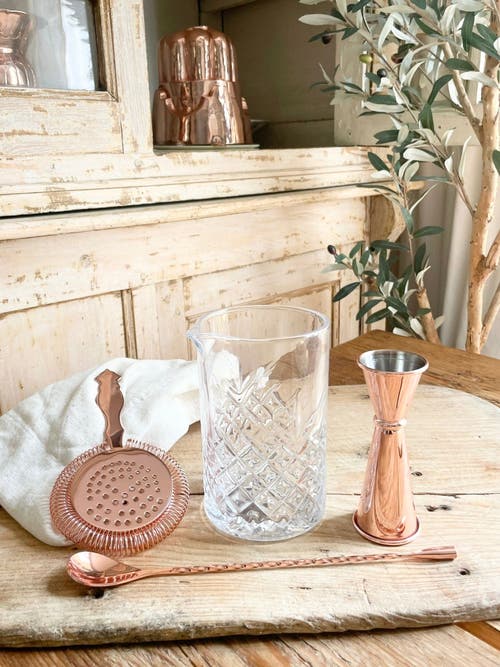 Coppermill Kitchen Vintage Inspired Glass Barware Set In Copper