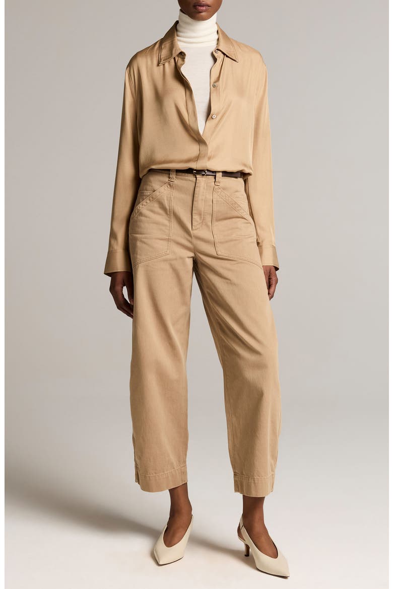 Washed Cotton Mid Rise Utility Pants, Alternate, color, CARMELLO