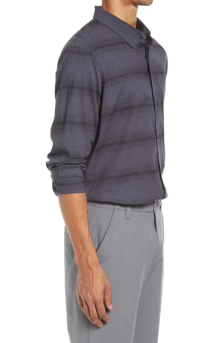 TravisMathew Zeke Stretch Stripe Button-Up Shirt, Alternate, color, Black