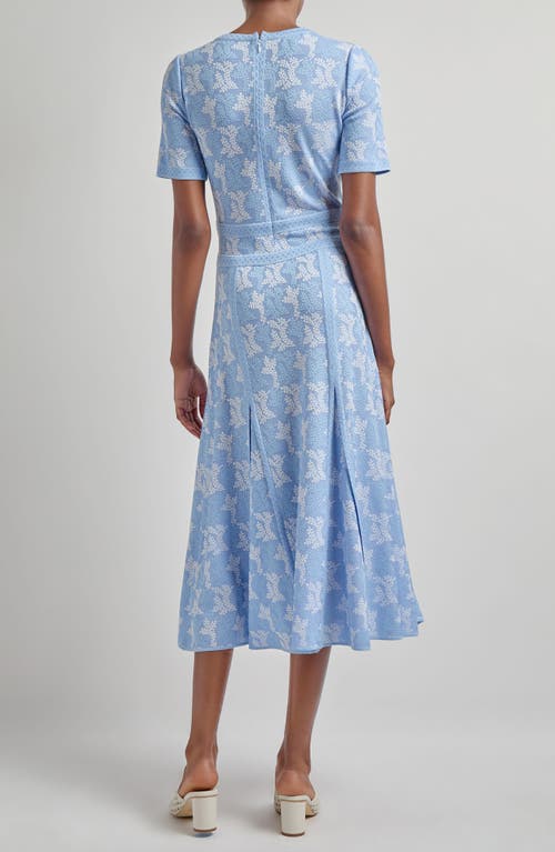 Misook Printed Short Sleeve Midi Dress In Artic/white