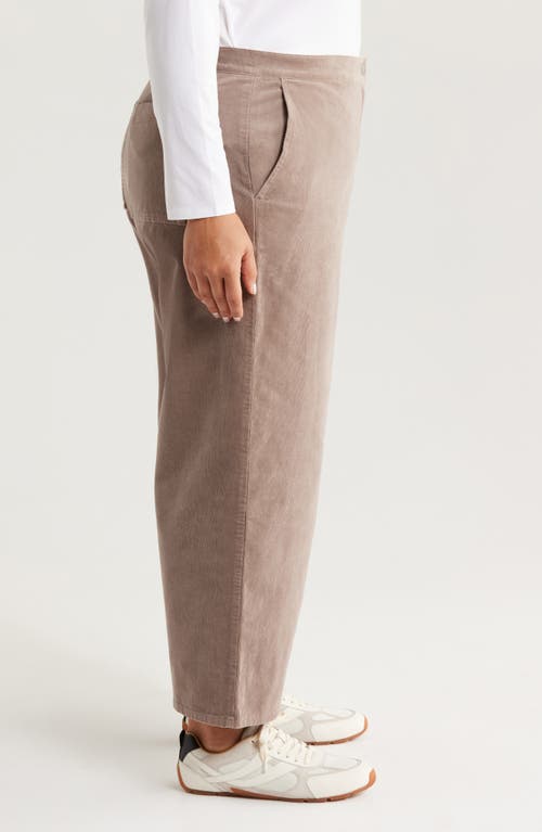 Eileen Fisher Stretch Organic Cotton Corduroy Wide Leg Ankle Pants In Brown