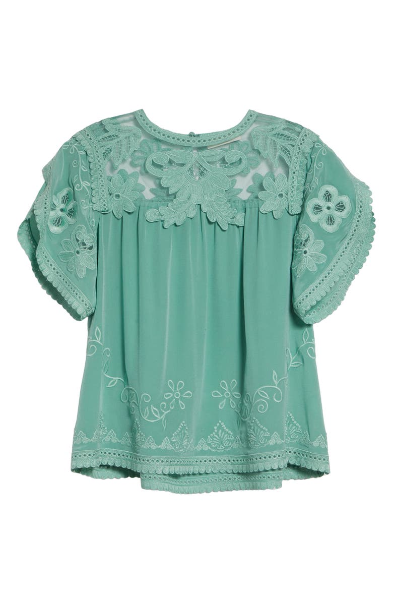 Ulla Johnson Alma Illusion Silk Top, Alternate, color, Arctic