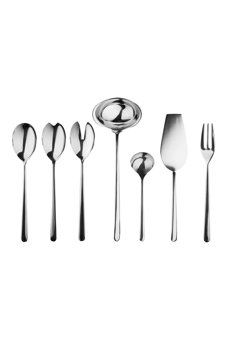 Linea Ice 7-Piece Serving Set, Main, color, STAINLESS STEEL