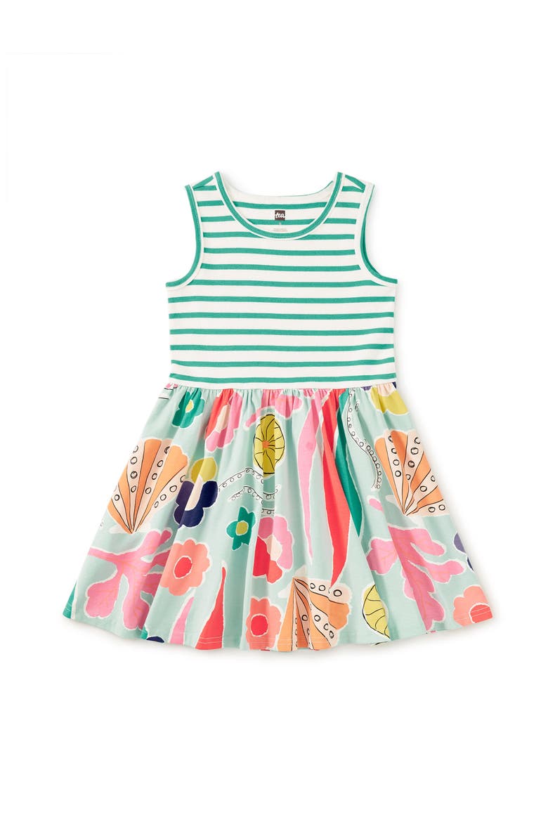 Print Mix Tank Skirted Dress, Main, color, Sea Floral