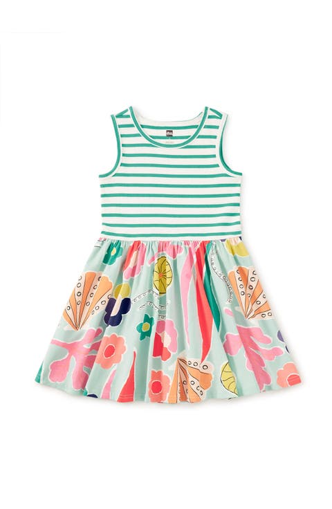 Print Mix Tank Skirted Dress