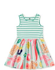 Tea Collection Print Mix Tank Skirted Dress