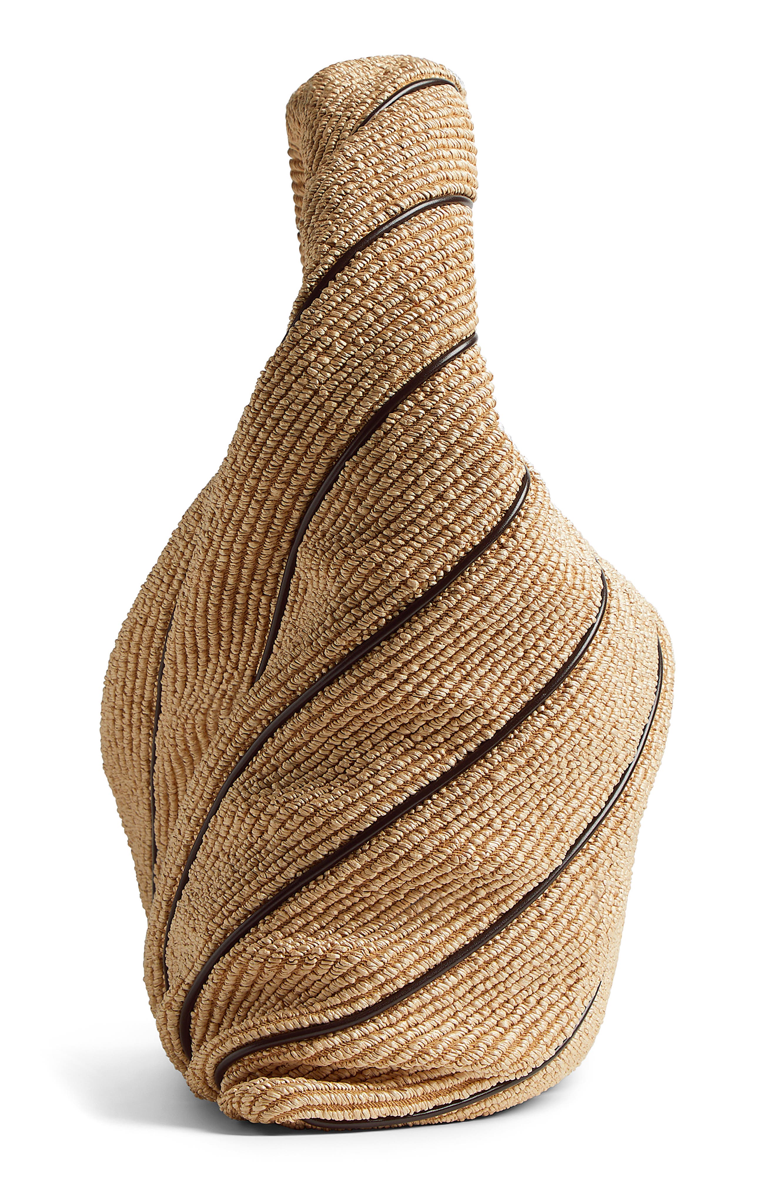 Bottega Veneta Large Hop Stripe Raffia Hobo Bag, Alternate, color, 9249 Natural-Fondant