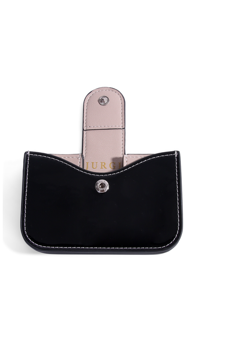 Lili Patent Leather Accordion Wallet, Alternate, color, Black with Sand