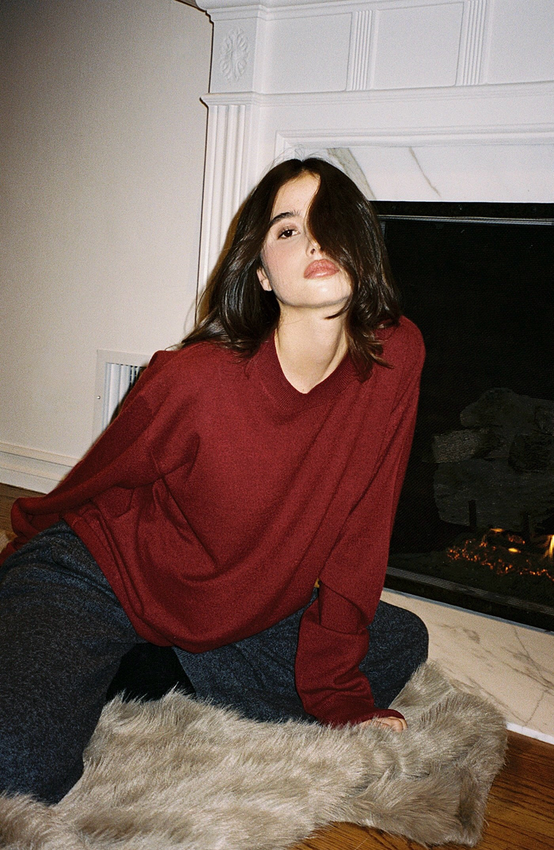 All My Love Abby Sweater, Alternate, color, Cranberry