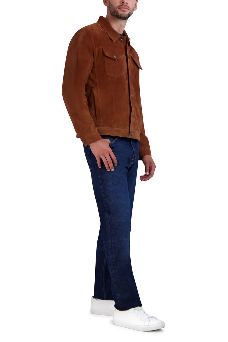 Suede Trucker Jacket, Alternate, color, COGNAC