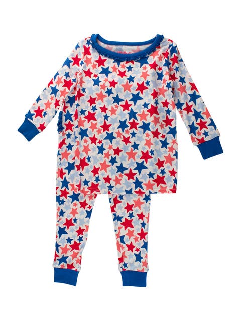 SoftSnooze Toddler Girls Ruffle Long Sleeve Pajama Set