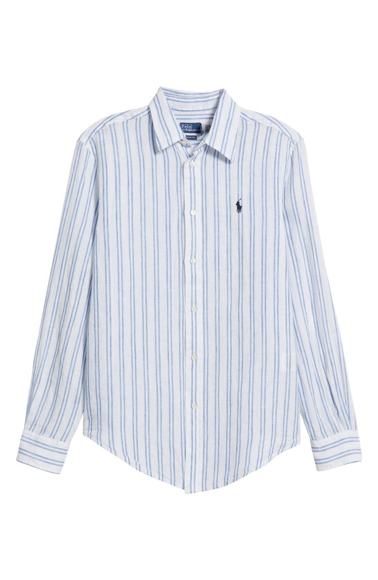 Polo Ralph Lauren Classic Fit Stripe Linen Button-Up Shirt, Alternate, color,