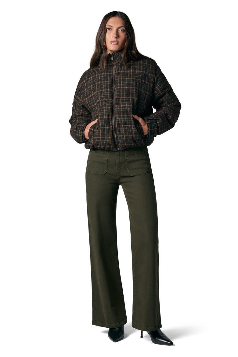 Bruna Plaid Wool Blend Puffer Jacket, Alternate, color, MOSS MULTI PLAID