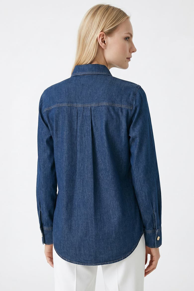 Duwayne Long Sleeve Snap Button Denim Shirt, Alternate, color, Navy