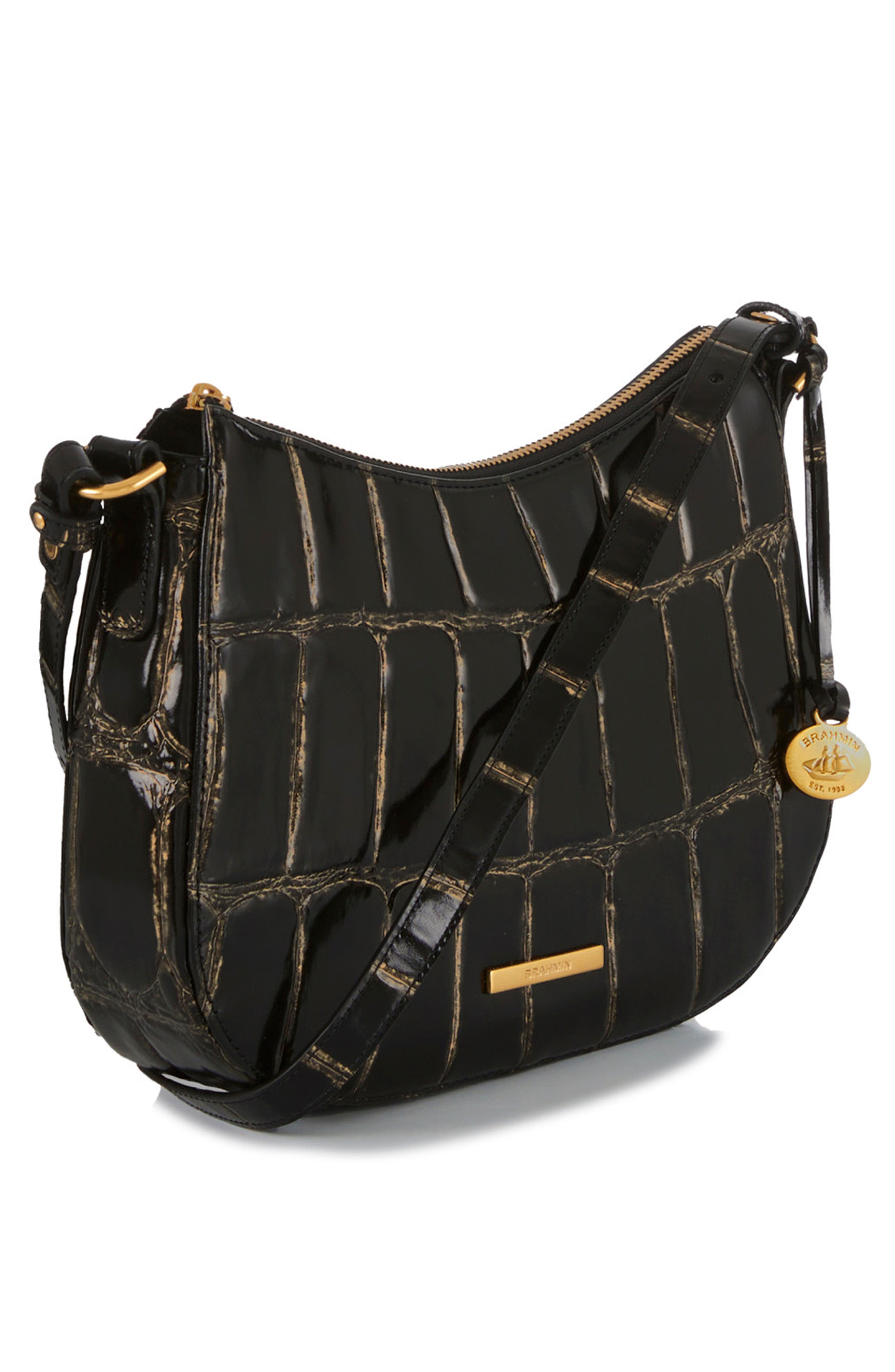 Brahmin Shayna Croc Embossed Leather Crossbody, Alternate, color, 
