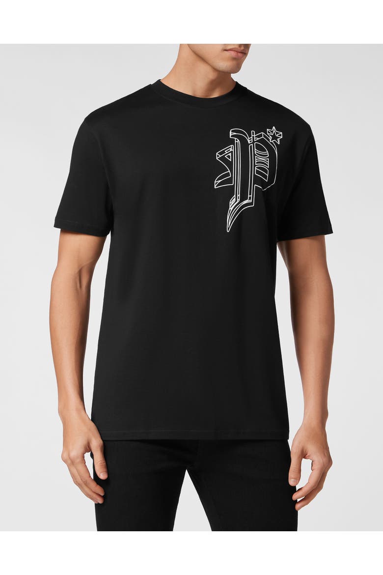 T-Shirt Round Neck Ss Wire Frame Men, Main, color, black/multicolored