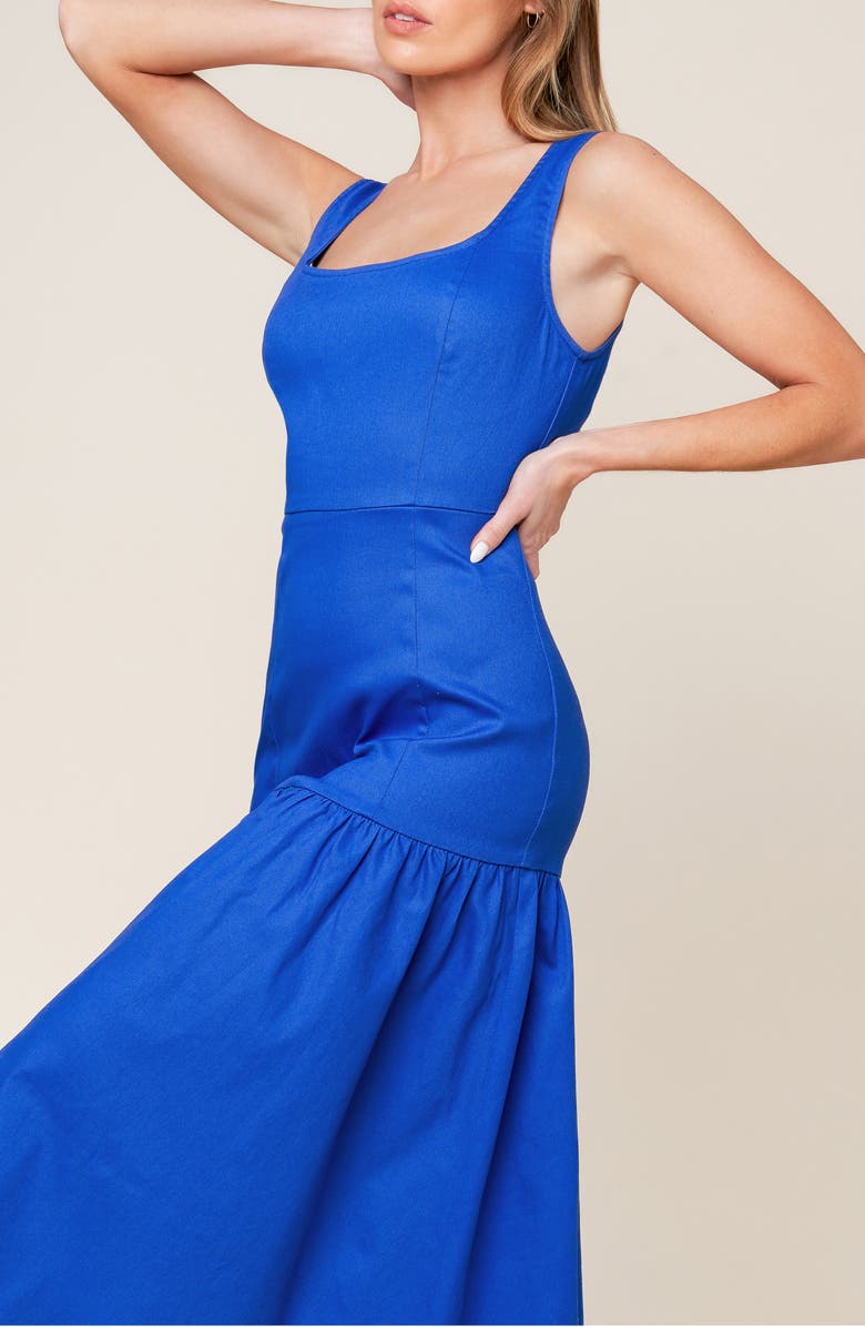 FLYING TOMATO Sleeveless Flounce Hem Midi Dress, Alternate, color, Blue