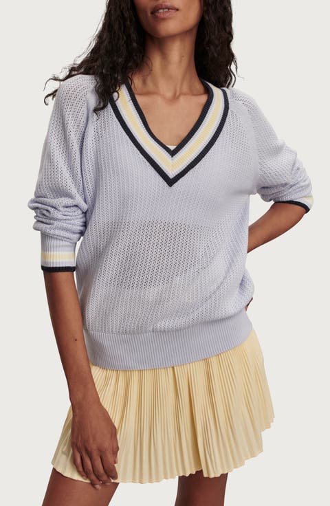 Maurice Open Stitch Cotton V-Neck Sweater