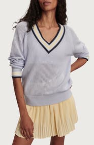 Varley Maurice Open Stitch Cotton V-Neck Sweater
