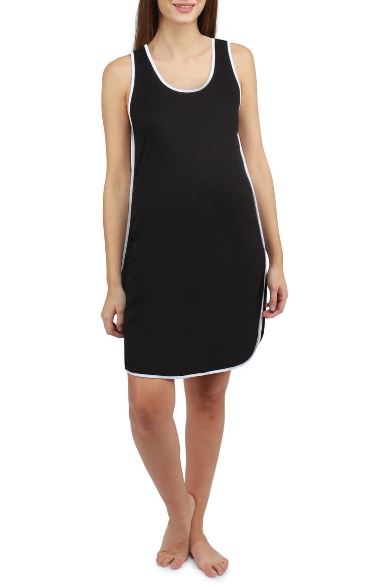 Georgia Snap Maternity/Nursing Nightie, Main, color, BLACK
