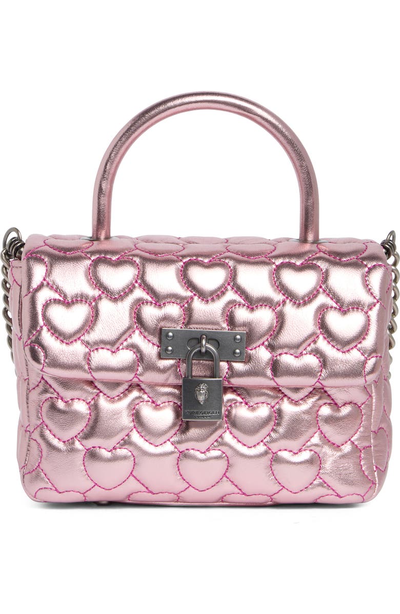 Kurt Geiger London Mini Brixton Heart Quilted Top Handle Bag, Main, color, Pink
