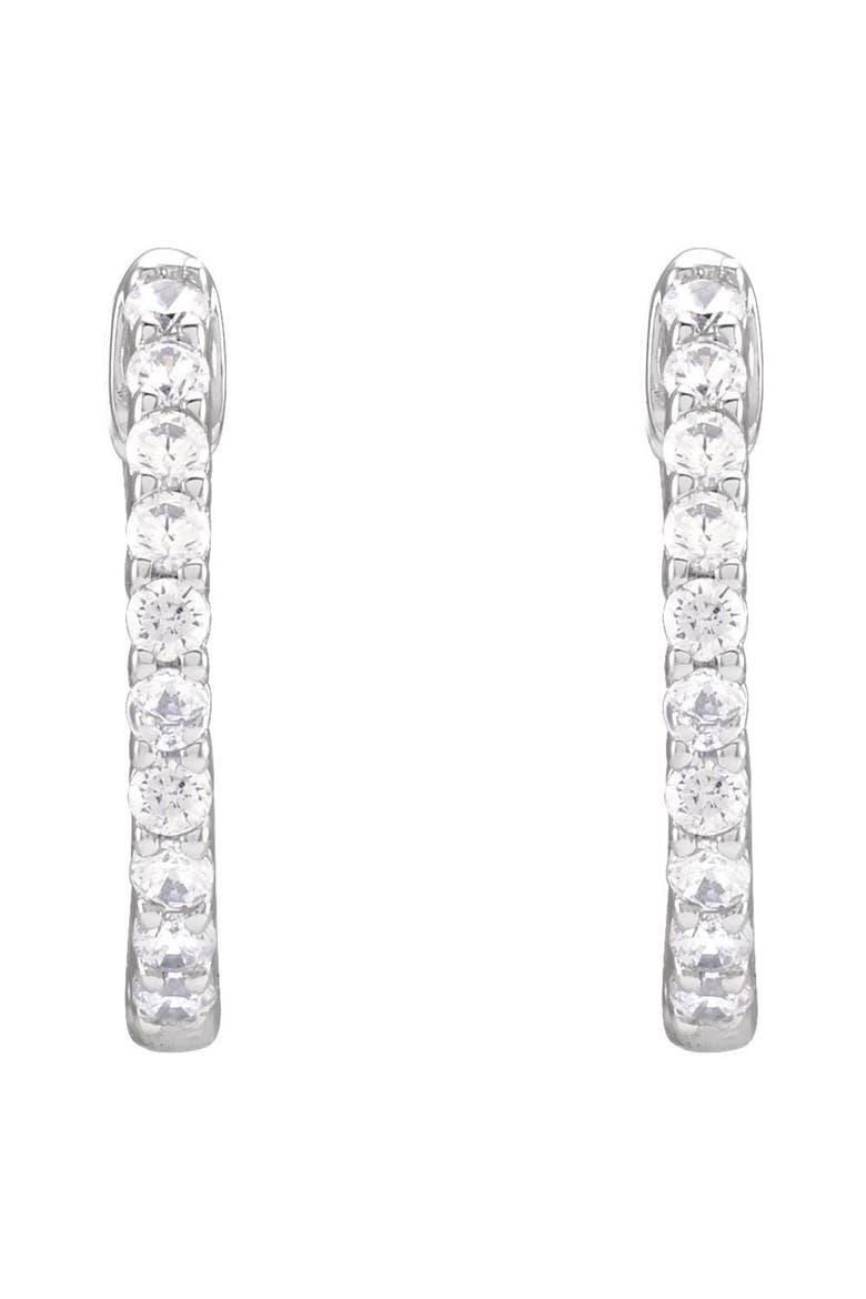 1/2 CT Lab-Grown Diamond Hoop Earrings in 14K Gold, Alternate, color, White