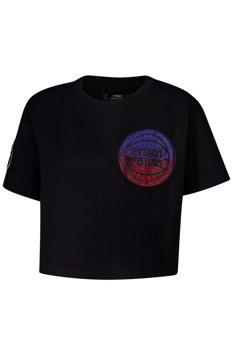 PRO STANDARD Women's Pro Standard Black Detroit Pistons Jewels Boxy Cropped T-Shirt, Alternate, color, 