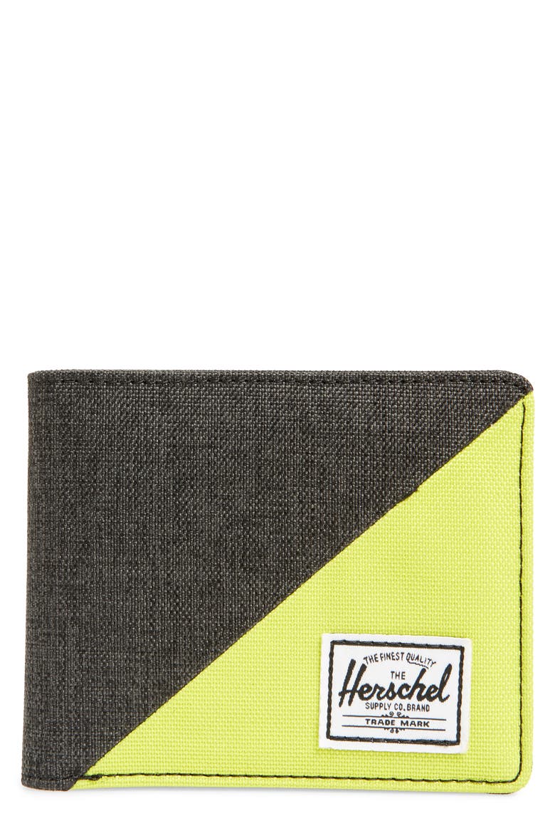 Roy RFID Wallet, Main, color, BLACK CROSSHATCH/ PRIMROSE