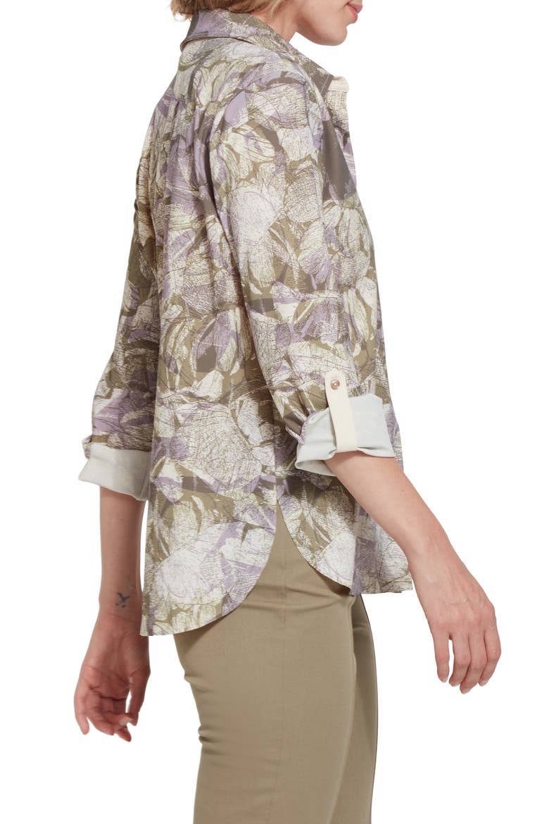 Connie Roll Tab Button Front Shirt, Alternate, color, LAYERED BLOOM