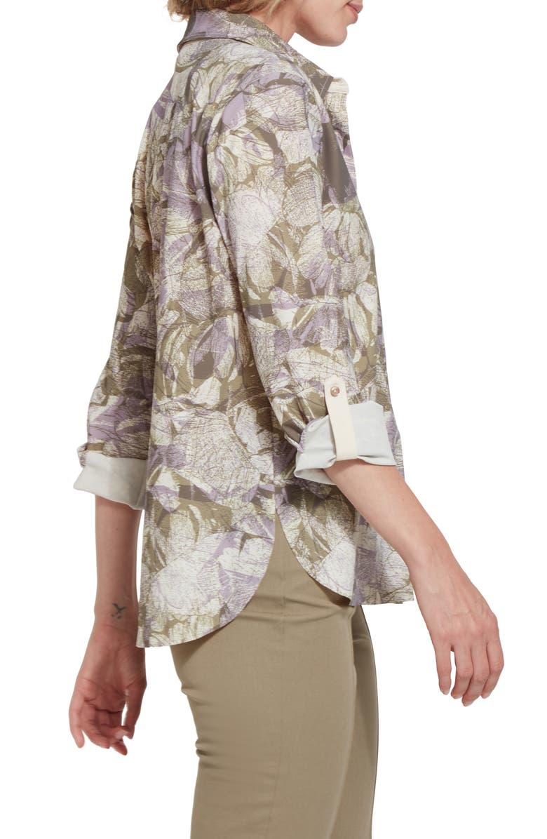Lysse Connie Roll Tab Button Front Shirt, Alternate, color, Layered Bloom