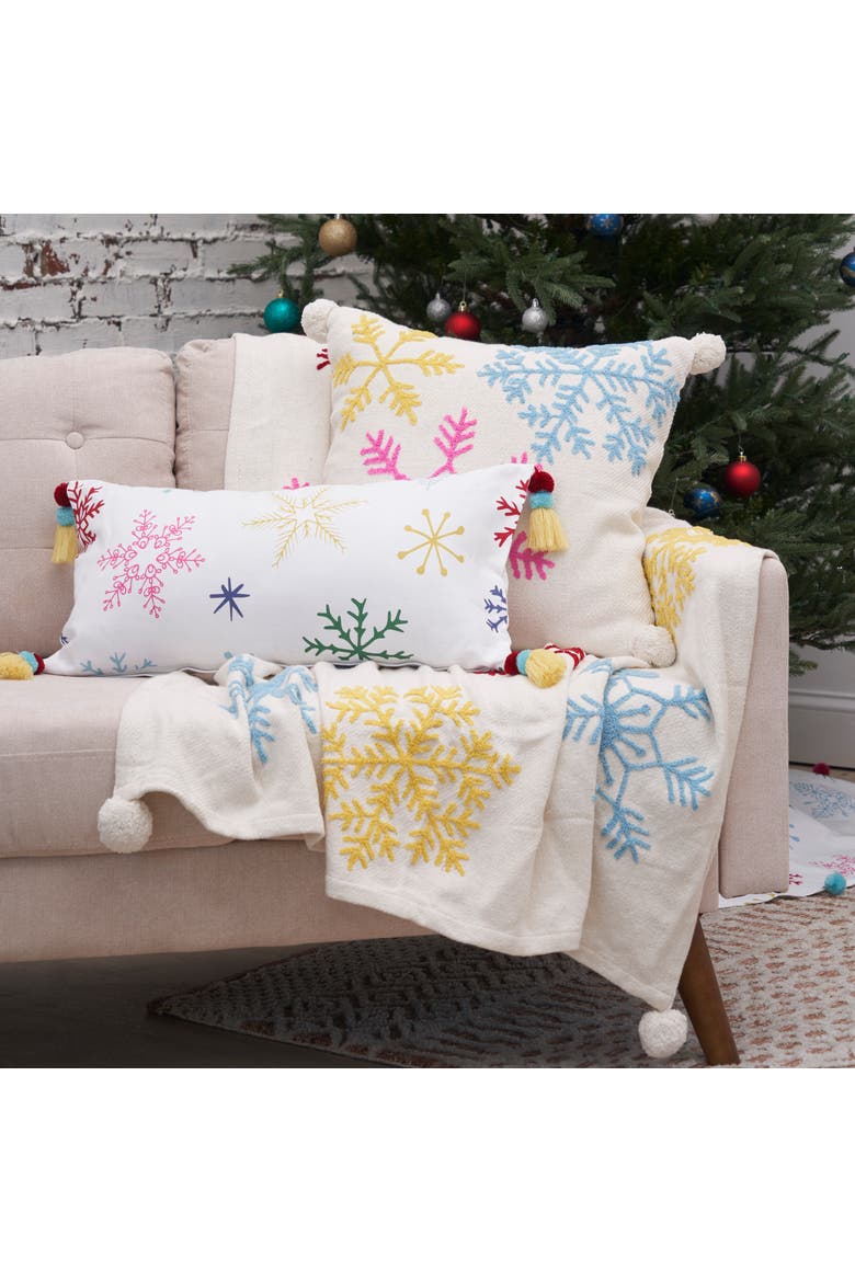 Boho Snowflakes 100% Cotton Christmas Tree Skirt 54", Alternate, color, Blue