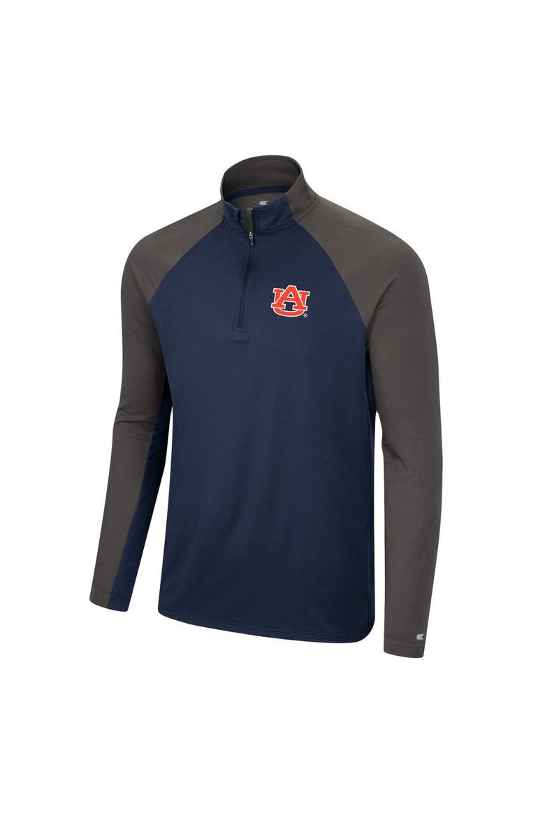 Men's Colosseum Navy/Charcoal Auburn Tigers Two Yutes Raglan Quarter-Zip Windshirt, Alternate, color, Navy